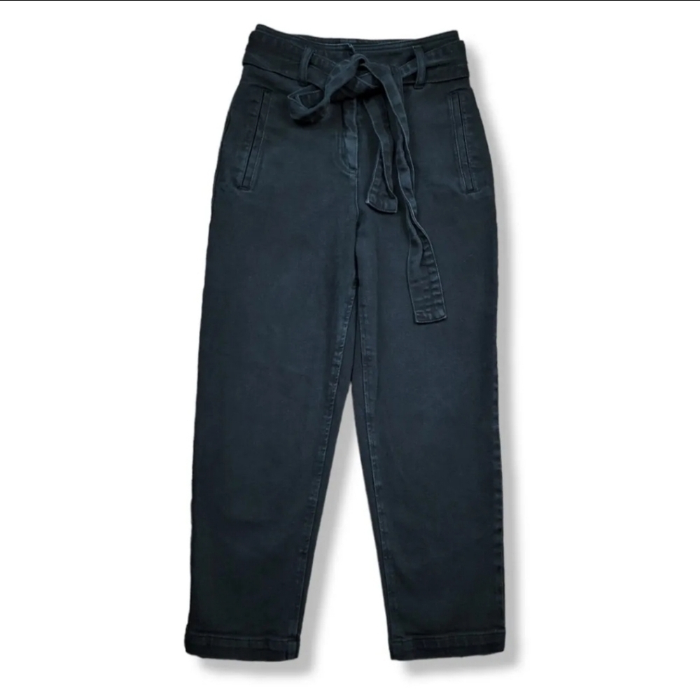 Aritzia Wilfred Free tie-front high-waisted Belted Tapered denim Crop Jeans Sz 6